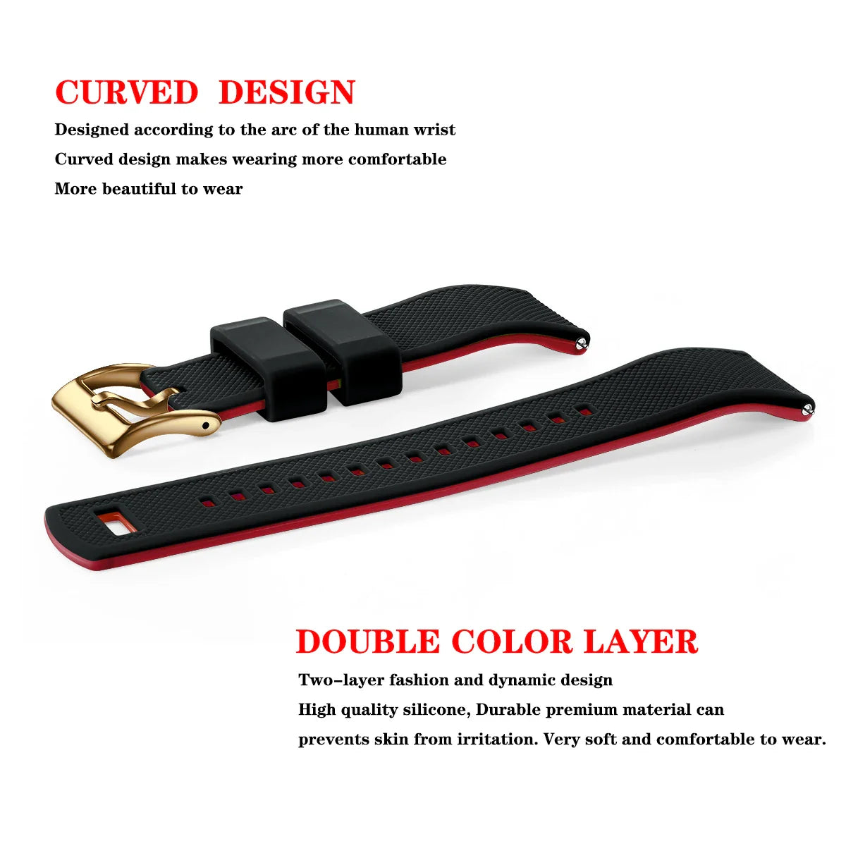 Premium Silicone Watch Band – Quick Release Rubber Strap, 18mm 20mm 22mm Replacement Watchband