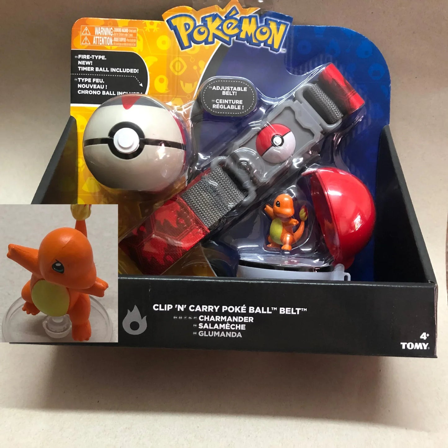 Pokémon Toy Belt Set — Poké Ball Battle Belt with Pikachu, Eevee, Charmander & Bulbasaur for Kids Gift