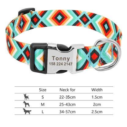 Adjustable Nylon Dog & Cat Collar – Personalized ID Collar with Engraved Name Buckle, Anti-Lost for Small, Medium & Large Pets