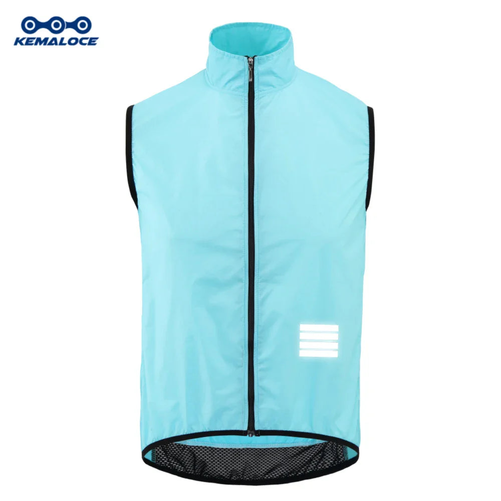 KEMALOCE 2023 Cycling Vest - Navy Blue Windproof Sleeveless Bicycle Gilet, Lightweight MTB Sports Wind Vest for Men