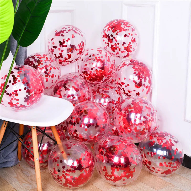10pcs 12-inch Gold Star Confetti Balloons – Glitter Transparent Latex Party Decorations for Wedding & Birthday