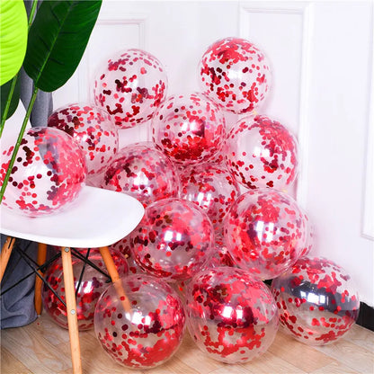 10pcs 12-inch Gold Star Confetti Balloons – Glitter Transparent Latex Party Decorations for Wedding & Birthday