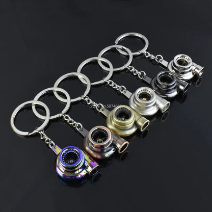 Mini Turbocharger Keychain - Spinning Turbine Keyring for Car Interior Accessories & Key Fob