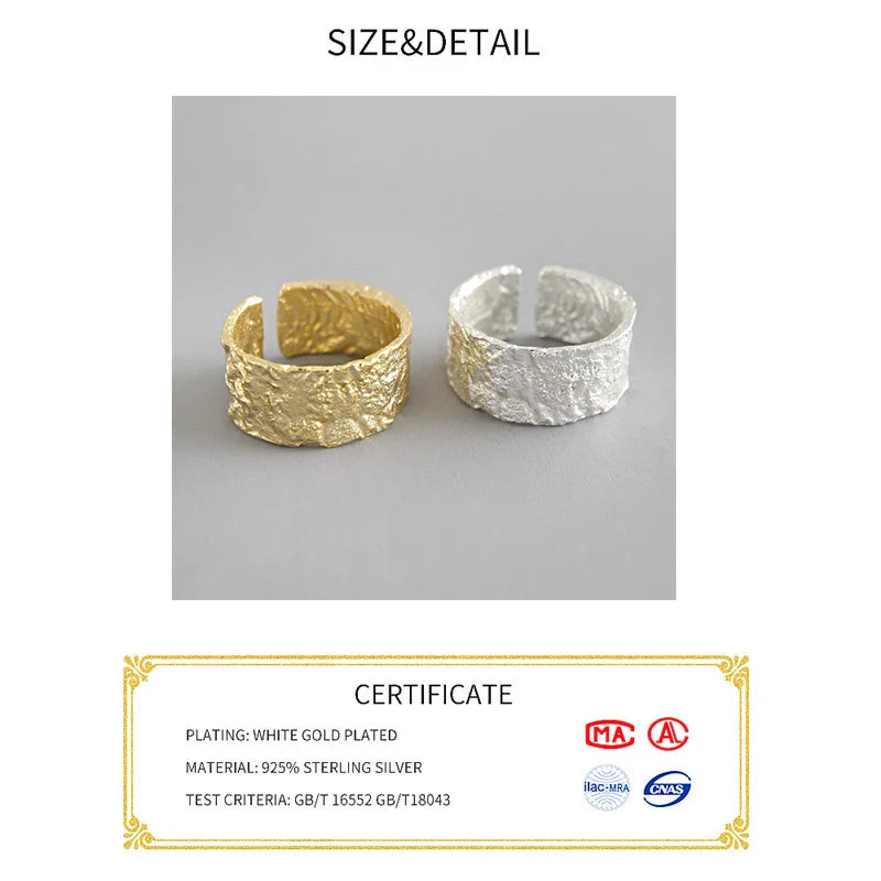 925 Sterling Silver Women’s Open Wave Ring – Irregular Wide Noodle Design Gift