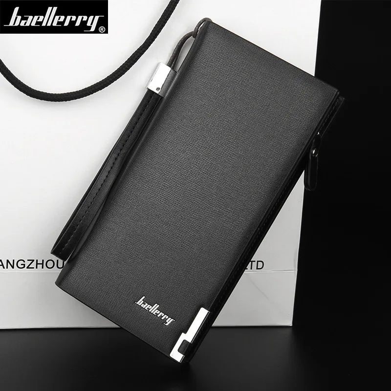Baellerry Men’s Long Wallet – Large Capacity Zipper Clutch with Card Holder & Coin Pocket, Luxury Handbag Purse