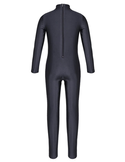 Kids Girls Full Body Gymnastics Bodysuit, Ballet Dance Jersey Leotard, Jumpsuit Sports Unitard, Children Dancewear and Sportswear