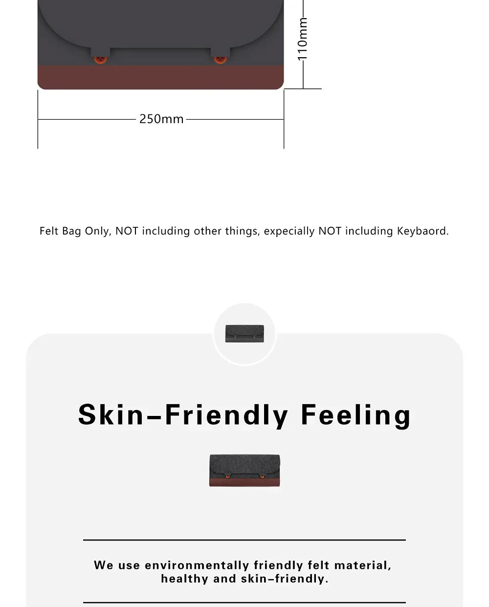 PU Felt Keyboard Carrying Case – Protective Bag for Planck 40%, 60%, 80%, 100%, GH60, XD64, TADA68, TKL 87/104, ANSI, BM60/65/68, Poker Keyboards