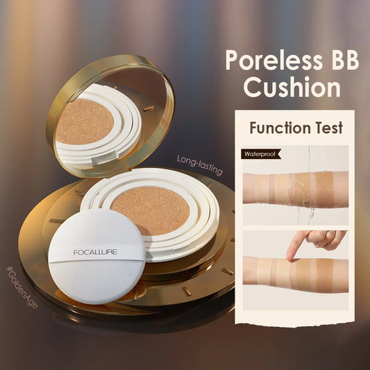 FOCALLURE Poreless BB Air Cushion – Whitening CC Cream Foundation, Waterproof Matte Concealer Makeup
