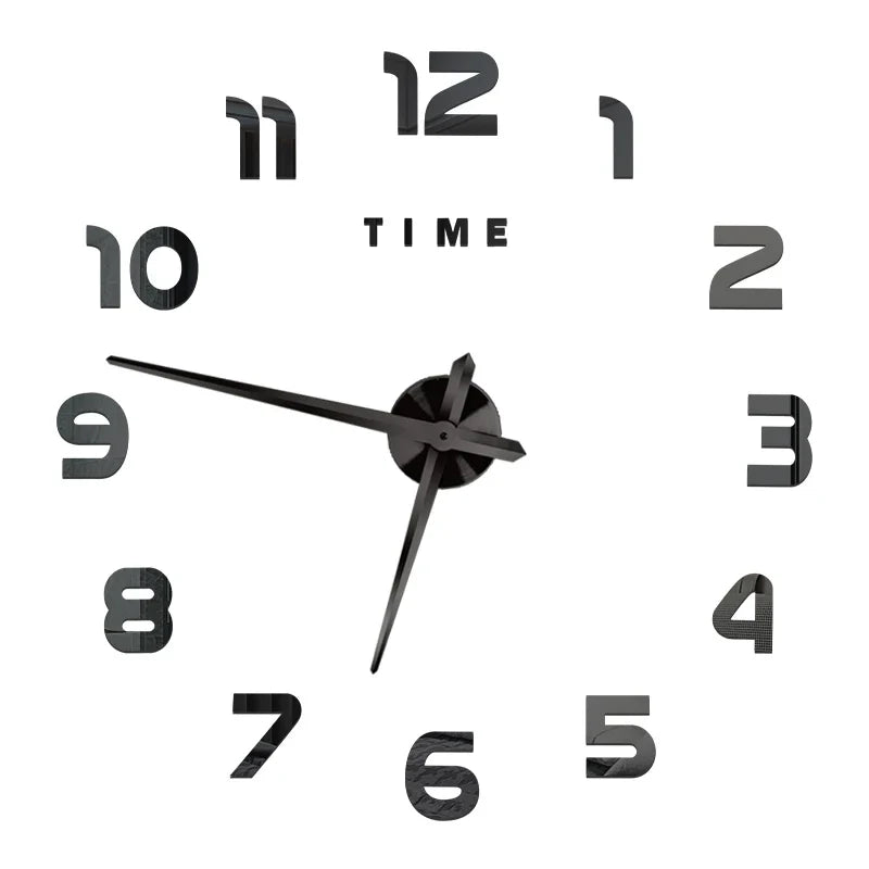 3D DIY Wall Clock - Modern Acrylic Mirror Sticker Quartz Clock For Living Room Decor With Silent Movement