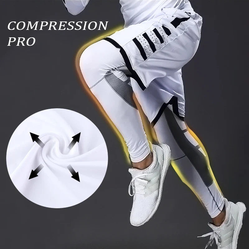 Versatile Performance Gear: Men's Lycra Compression Pants - Ideal for Cycling, Running, Basketball, Soccer - Elasticity Sweatpants for Fitness, Tights Legging Trousers with Rash Guard
