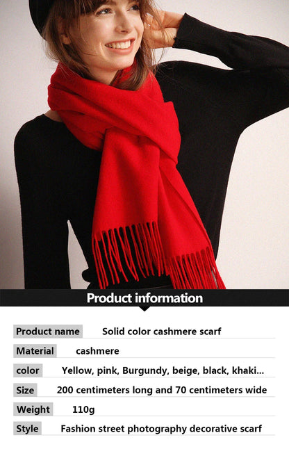Desgine Solid Cashmere Scarf – Warm Autumn Winter Shawl Wrap with Tassels, Unisex Pashmina for Women and Men 2024