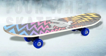 60cm Kids' Beginner Skateboard – Double Rocker Maple Deck with Cartoon Design for Outdoor Fun