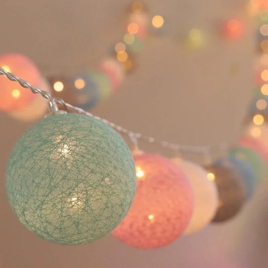 LED Cotton Thread Ball String Lights – 10/20/30 LEDs, Colorful Home Decoration Lamp for Party, Wedding, Christmas