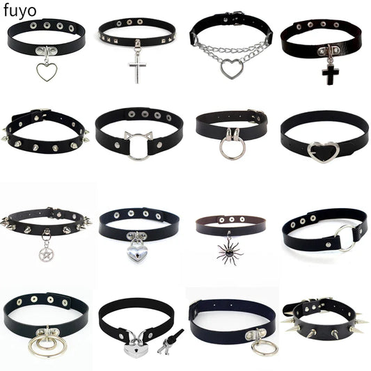 New Spike Choker Necklace – Punk Faux Leather Collar with Big Rivets, Studded Goth Style for Women & Men