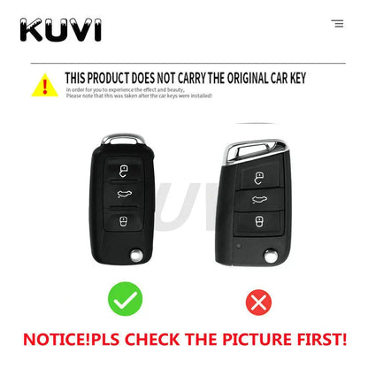 Leather TPU Car Key Case Cover for Volkswagen & Skoda – Fits Polo, Golf, Passat, Tiguan, Beetle, Caddy, T5, Up, Eos, Octavia, Seat Leon, Altea
