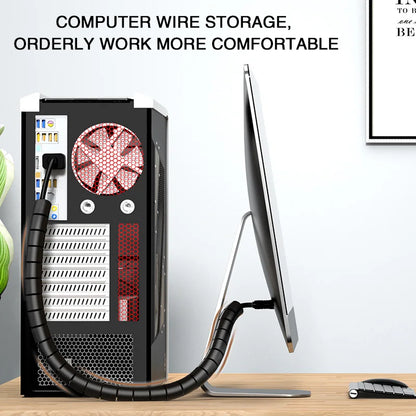 2M Flexible Spiral Cable Wire Protector | 16/10mm Diameter | Computer Cord Protective Tube | Clip Organizer Management Tools