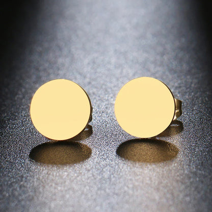 Minimalist Stainless Steel Round Stud Earrings – Classic Fashion Jewelry for Women