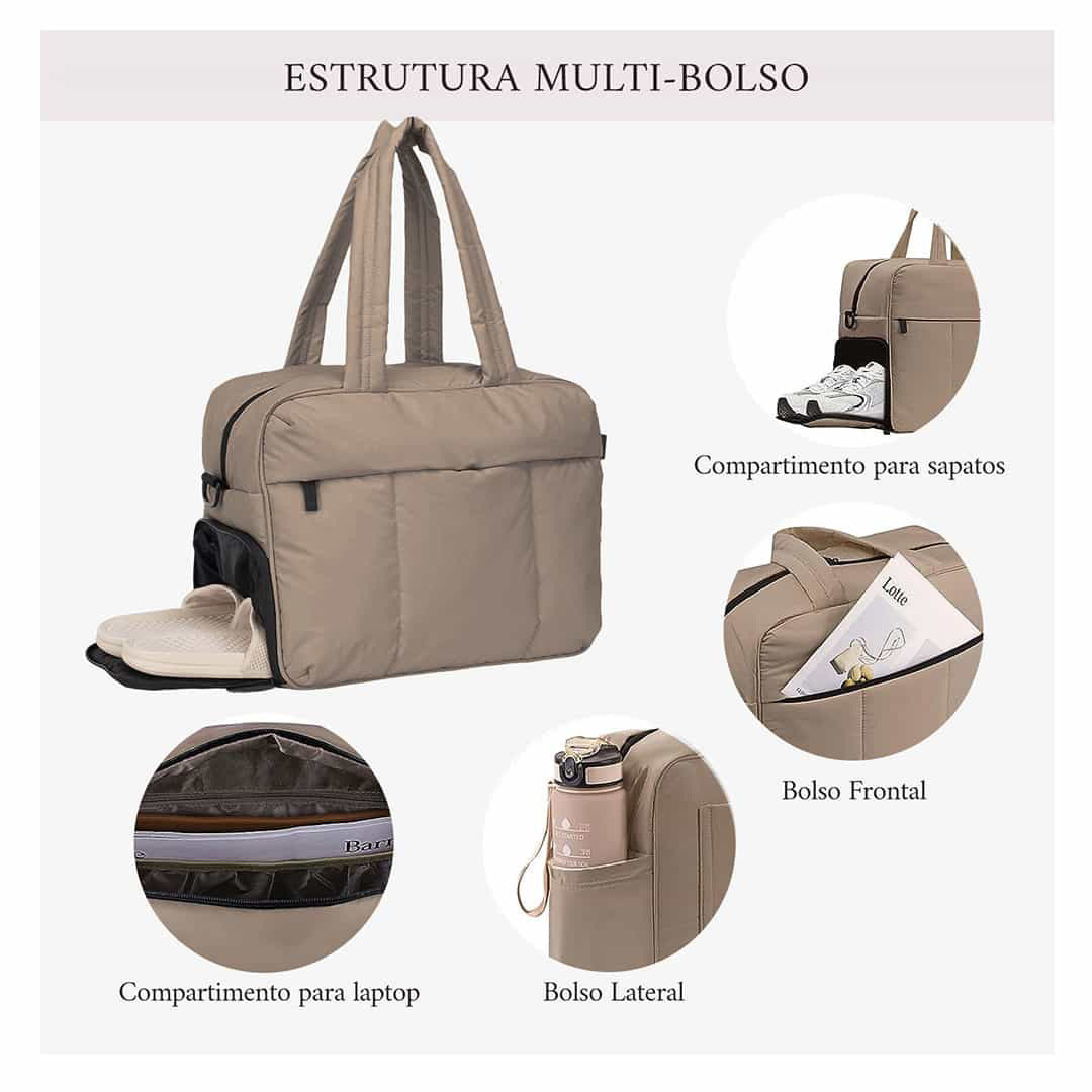 Down Duffel Bag – Large Capacity Women’s Shoulder Bag with Dry/Wet Separation, Multifunctional Travel Handbag