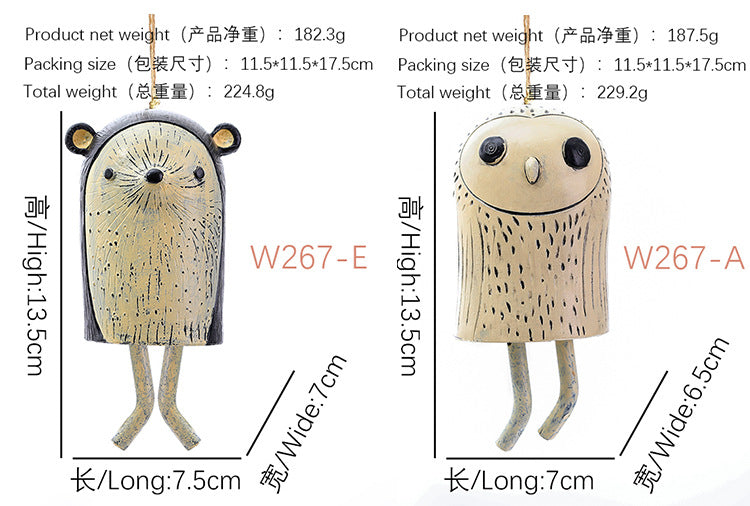 Resin Pet Wind Chime — Cute Animal Garden Pendant | Rural Home Decoration & Festival Gift Craftsmanship