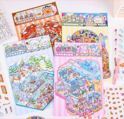 DIY Plus Size 3D Treasure Box World Landscape Stickers - Pocket Cabin Scene | Creative Gift for Kids