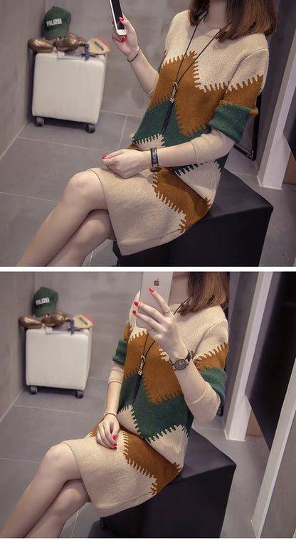 2023 Women’s Mid-Length Loose Knit Sweater — Casual Oversized Outerwear