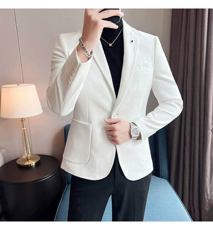 Men’s Slim Fit Deerskin Velvet Blazer – Elegant Luxury Business Casual Wedding Suit Coat (S to 4XL)