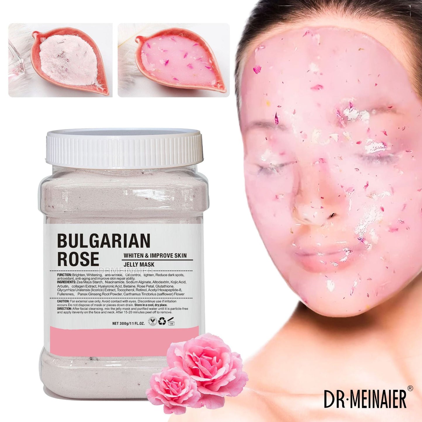 650g Arbutin Rose Jelly Mask Powder – DIY Hydrojelly Peel-Off Mask with Vitamin C, Hyaluronic Acid & 24K Gold for Skin Care