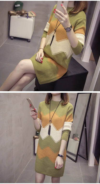 2023 Women’s Mid-Length Loose Knit Sweater — Casual Oversized Outerwear