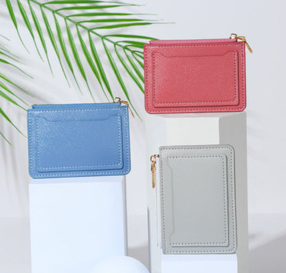 Women’s PU Leather Mini Wallet — Slim Hasp & Zipper Purse, Multi-Card Holder with Coin Pocket, Small Solid Short Wallet
