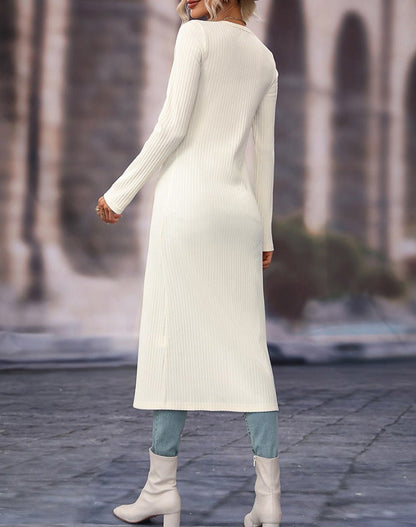 2023 Fashion Women's Button Long Striped Coat – Thin Open Dress for a Stylish Look