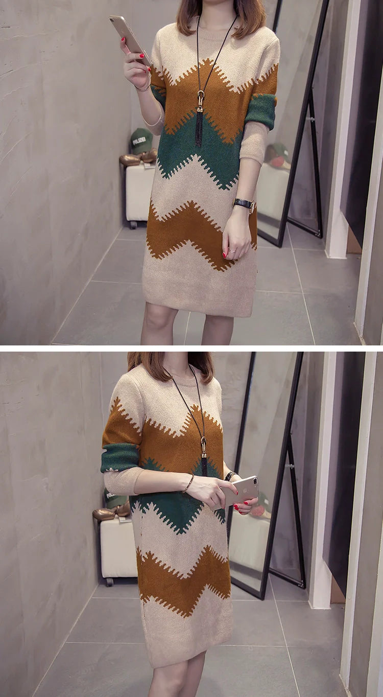 2023 Women’s Mid-Length Loose Knit Sweater — Casual Oversized Outerwear