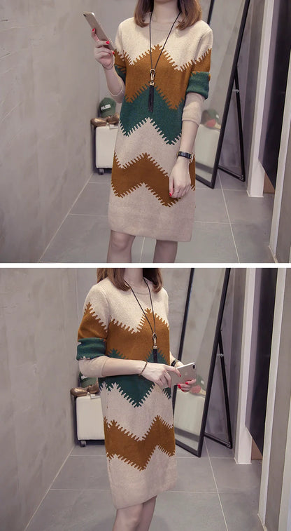 2023 Women’s Mid-Length Loose Knit Sweater — Casual Oversized Outerwear