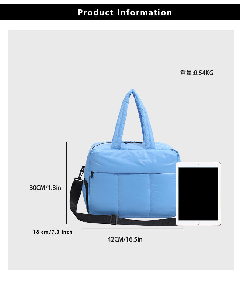 Down Duffel Bag – Large Capacity Women’s Shoulder Bag with Dry/Wet Separation, Multifunctional Travel Handbag