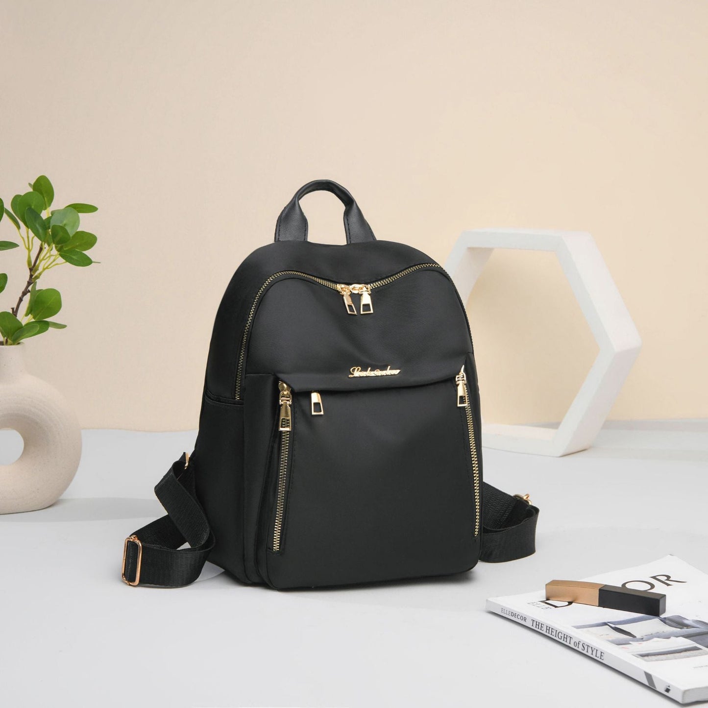 Simple PU Black Large Capacity Backpack - Unisex Travel Bag, Schoolbag for Women, Harajuku High Street Style