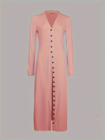 2023 Fashion Women's Button Long Striped Coat – Thin Open Dress for a Stylish Look