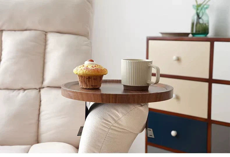 Stuck on Sofa Handrail Tray – Side Table with Feet, Tea Cup Holder & Small Apartment Coffee Table Gadget