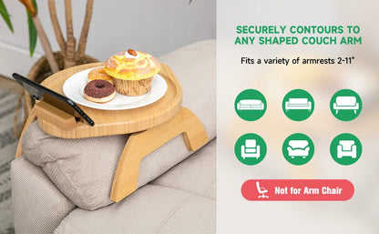 Stuck on Sofa Handrail Tray – Side Table with Feet, Tea Cup Holder & Small Apartment Coffee Table Gadget