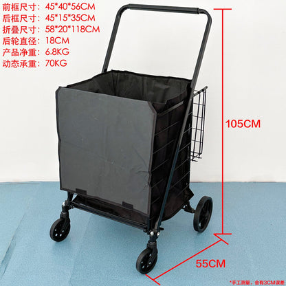 Foldable Internet Celebrity Shopping Trolley – Portable Hand-Pushed Luggage Cart for Home & Supermarkets