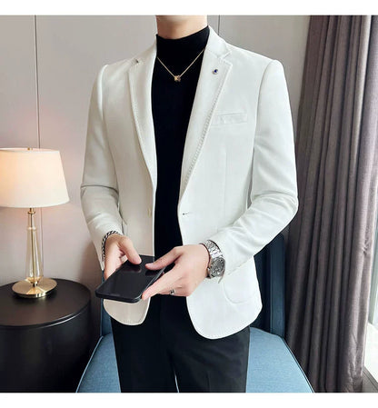 Men’s Slim Fit Deerskin Velvet Blazer – Elegant Luxury Business Casual Wedding Suit Coat (S to 4XL)