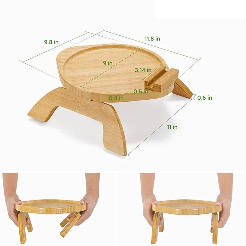 Stuck on Sofa Handrail Tray – Side Table with Feet, Tea Cup Holder & Small Apartment Coffee Table Gadget