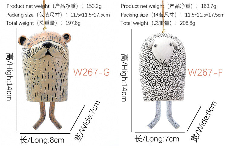 Resin Pet Wind Chime — Cute Animal Garden Pendant | Rural Home Decoration & Festival Gift Craftsmanship