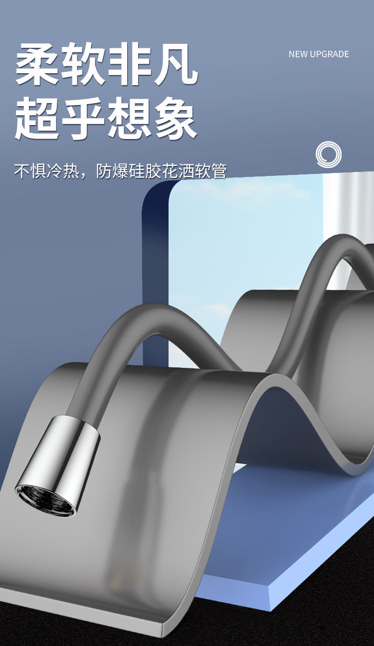 Silicone Flexible Shower Hose 1.5/2/3M – Anti-Winding High Pressure Extension Tube Bathroom Faucet Accessory