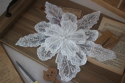White Multi-Layer Lace Sequin 3D Flower Patch – DIY Clothing Decorative Applique