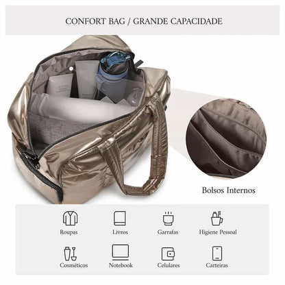 Down Duffel Bag – Large Capacity Women’s Shoulder Bag with Dry/Wet Separation, Multifunctional Travel Handbag