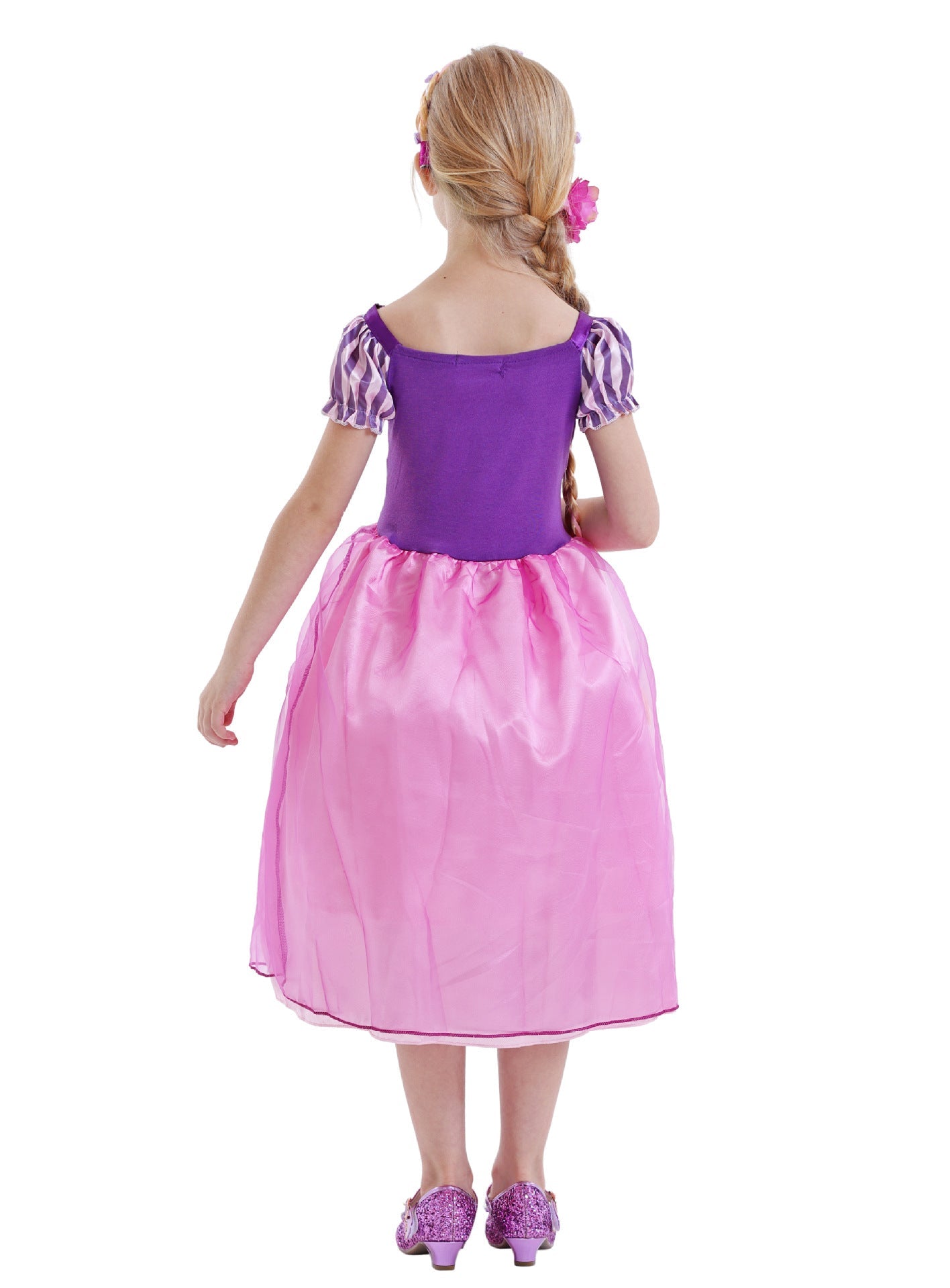 Disney Rapunzel Princess Dress - Purple Puff Sleeve Tangled Cosplay Costume for Girls, Halloween & Birthday Ball Gown