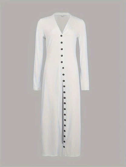 2023 Fashion Women's Button Long Striped Coat – Thin Open Dress for a Stylish Look