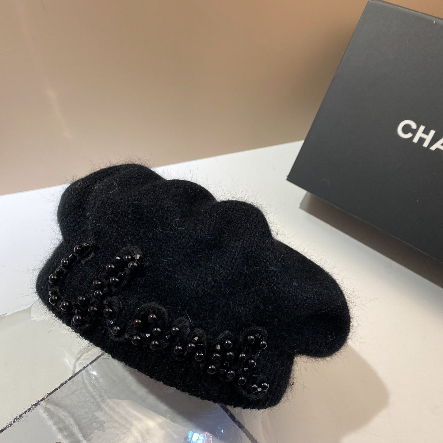 Luxury Fashion Letter Pearl Angora Fur Beret – Women's French Painter Hat, Warm Knitted Octagonal Walking Cap