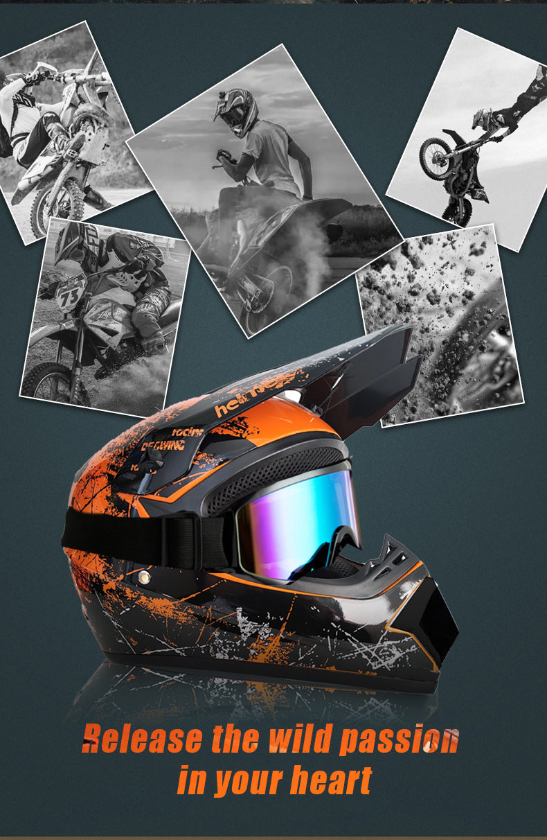 Youth & Kids Motorcycle Full Helmet - Children’s Motocross Casco Moto, Off-Road Protective Helmet with Goggles & Gloves