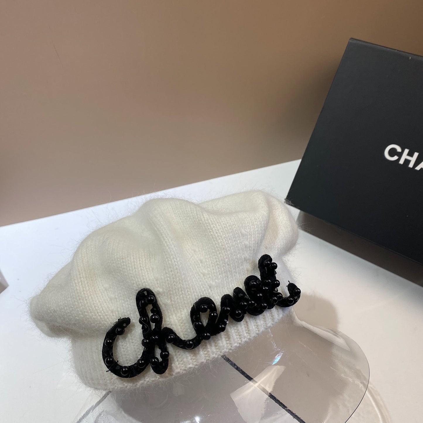 Luxury Fashion Letter Pearl Angora Fur Beret – Women's French Painter Hat, Warm Knitted Octagonal Walking Cap