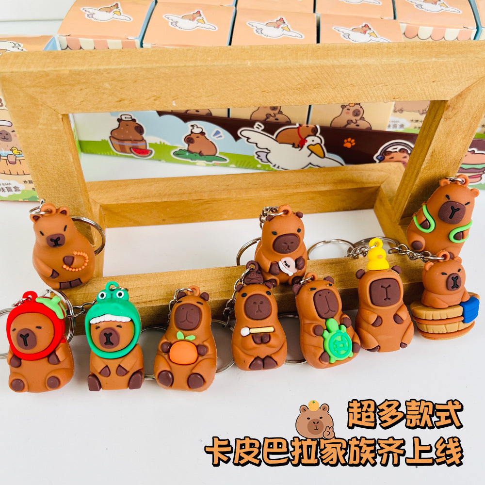 24pcs Capybara Blind Box Keychain — Cute Snot Bear Mystery Figures for Bags, Backpacks & Decorations